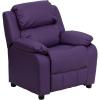 Flash Furniture Charlie Microfiber Kids Recliner with Flip-Up Storage Arms and Safety Recline, Contemporary Reclining Chair for Kids, Supports up to 90 lbs., Purple(Purple Vinyl)