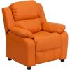 Flash Furniture Charlie Microfiber Kids Recliner with Flip-Up Storage Arms and Safety Recline, Contemporary Reclining Chair for Kids, Supports up to 90 lbs., Purple(Orange Vinyl)