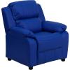 Flash Furniture Charlie Microfiber Kids Recliner with Flip-Up Storage Arms and Safety Recline, Contemporary Reclining Chair for Kids, Supports up to 90 lbs., Purple(Blue Vinyl)