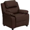 Flash Furniture Charlie Microfiber Kids Recliner with Flip-Up Storage Arms and Safety Recline, Contemporary Reclining Chair for Kids, Supports up to 90 lbs., Purple(Brown Leathersoft)