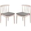 Flash Furniture Chester Solid Wood Dining Chair, Commercial Grade Restaurant Chair with Curved Spindle Backrest and Vinyl Padded Seat, Antique White/Beige(Brown Vinyl Seat/Antique White Wood Frame)