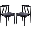 Flash Furniture Chester Solid Wood Dining Chair, Commercial Grade Restaurant Chair with Curved Spindle Backrest and Vinyl Padded Seat, Antique White/Beige(Black Vinyl Seat/Black Wood Frame)