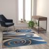 Flash Furniture Coterie Collection Modern Circular Patterned Indoor Area Rug – Blue and Beige Olefin Fibers with Jute Backing – 5′ x 7′(5’2″ x 7’1″ (Rectangular))