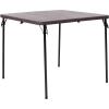 Flash Furniture Dunham 2.83-Foot Square Bi-Fold Brown Wood Grain Plastic Folding Table with Carrying Handle