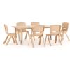 Flash Furniture Emmy Adjustable Classroom Activity Table with 6 Stackable Chairs, Plastic Activity Table for Kids, 23.625″ W x 47.25″ L, Blue/Gray(Natural)