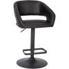 Flash Furniture Erik Contemporary Adjustable Height Barstool with Footrest and Rounded Mid-Back, Upholstered Bar or Counter Height Stool, Gray/Chrome(Black Vinyl/Black Frame)