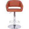 Flash Furniture Erik Contemporary Adjustable Height Barstool with Footrest and Rounded Mid-Back, Upholstered Bar or Counter Height Stool, Gray/Chrome(Cognac Vinyl/Chrome Frame)