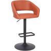 Flash Furniture Erik Contemporary Adjustable Height Barstool with Footrest and Rounded Mid-Back, Upholstered Bar or Counter Height Stool, Gray/Chrome(Cognac Vinyl/Black Frame)