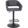 Flash Furniture Erik Contemporary Adjustable Height Barstool with Footrest and Rounded Mid-Back, Upholstered Bar or Counter Height Stool, Gray/Chrome(Gray Vinyl/Black Frame)