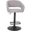 Flash Furniture Erik Contemporary Adjustable Height Barstool with Footrest and Rounded Mid-Back, Upholstered Bar or Counter Height Stool, Gray/Chrome(Gray Fabric/Black Frame)
