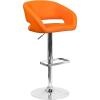 Flash Furniture Erik Contemporary Adjustable Height Barstool with Footrest and Rounded Mid-Back, Upholstered Bar or Counter Height Stool, Gray/Chrome(Orange Vinyl/Chrome Frame)