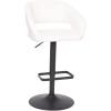 Flash Furniture Erik Contemporary Adjustable Height Barstool with Footrest and Rounded Mid-Back, Upholstered Bar or Counter Height Stool, Gray/Chrome(White Vinyl/Black Frame)
