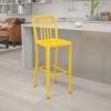 Flash Furniture Gael 30″ Commercial Metal Barstools with Footrest, Vertical Slat Back Bar Height Stools for Restaurants and Kitchens, Set of 2, Silver(Yellow)