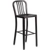 Flash Furniture Gael 30″ Commercial Metal Barstools with Footrest, Vertical Slat Back Bar Height Stools for Restaurants and Kitchens, Set of 2, Silver(Black-antique Gold)