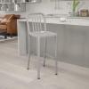 Flash Furniture Gael 30″ Commercial Metal Barstools with Footrest, Vertical Slat Back Bar Height Stools for Restaurants and Kitchens, Set of 2, Silver(Silver)
