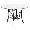 Flash Furniture Glass Dining Table, 48 in, Clear/Black(Black)