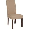 Flash Furniture Greenwich Series Black LeatherSoft Upholstered Panel Back Mid-Century Parsons Dining Chair(Beige Fabric)