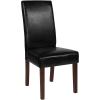 Flash Furniture Greenwich Series Black LeatherSoft Upholstered Panel Back Mid-Century Parsons Dining Chair(Black Leathersoft)
