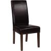 Flash Furniture Greenwich Series Black LeatherSoft Upholstered Panel Back Mid-Century Parsons Dining Chair(Brown Leathersoft)