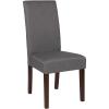 Flash Furniture Greenwich Series Black LeatherSoft Upholstered Panel Back Mid-Century Parsons Dining Chair(Light Gray Fabric)