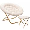 Ivory Faux Shearling Fabric/Soft Gold Frame