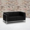 Flash Furniture HERCULES Imagination Series Contemporary White LeatherSoft Loveseat with Encasing Frame(Black)