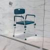 Flash Furniture HERCULES Series 300 Lb. Capacity Adjustable White Bath & Shower Chair with Quick Release Back & Arms(Navy)