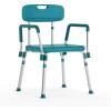 Flash Furniture HERCULES Series 300 Lb. Capacity Adjustable White Bath & Shower Chair with Quick Release Back & Arms(Teal)