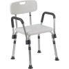 Flash Furniture HERCULES Series 300 Lb. Capacity Adjustable White Bath & Shower Chair with Quick Release Back & Arms(White)