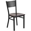 Flash Furniture HERCULES Series Black Grid Back Metal Restaurant Chair – Walnut Wood Seat(Walnut Wood Seat/Black Metal Frame)