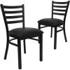 Flash Furniture HERCULES Series Black Ladder Back Metal Restaurant Chair – Black Vinyl Seat(Black Vinyl)