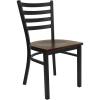 Flash Furniture HERCULES Series Black Ladder Back Metal Restaurant Chair – Black Vinyl Seat(Mahogany Wood)