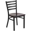 Flash Furniture HERCULES Series Black Ladder Back Metal Restaurant Chair – Black Vinyl Seat(Walnut Wood)