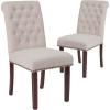 Flash Furniture HERCULES Series Black LeatherSoft Parsons Chair with Rolled Back, Accent Nail Trim and Walnut Finish(Beige Fabric)