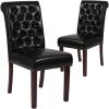 Flash Furniture HERCULES Series Black LeatherSoft Parsons Chair with Rolled Back, Accent Nail Trim and Walnut Finish(Black Leathersoft)