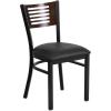 Walnut Wood Back/Black Vinyl Seat/Black Metal Frame