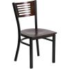Walnut Wood Back/Walnut Wood Seat/Black Metal Frame