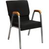 Flash Furniture HERCULES Series Church Chair – Gray Fabric – Stackable – 21″W – Wood Accented Arms – Silver Vein Frame(Black Fabric/Silver Vein Frame)