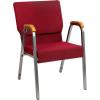 Flash Furniture HERCULES Series Church Chair – Gray Fabric – Stackable – 21″W – Wood Accented Arms – Silver Vein Frame(Burgundy Fabric/Silver Vein Frame)
