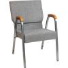 Flash Furniture HERCULES Series Church Chair – Gray Fabric – Stackable – 21″W – Wood Accented Arms – Silver Vein Frame(Gray Fabric/Silver Vein Frame)