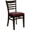 Burgundy Vinyl Seat/Walnut Wood Frame