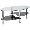 Flash Furniture Hampden Glass Coffee Table with Black Glass Shelves and Stainless Steel Legs