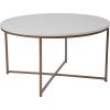 Flash Furniture Hampstead Collection Coffee Table – Modern White Finish Coffee Table – Crisscross Brushed Gold Frame
