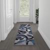 Flash Furniture Harken Collection 8′ x 10′ Geometric Area Rug – Black and Gray Olefin Facing – Jute Backing – Living Room or Bedroom(Blue)
