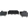 Flash Furniture Hercules Artemis 3 Piece Commercial Seating Set for Reception and Lobby Use, Solid Wood Legs, 8 Outlets, 4 USB, and 4 USB-C Ports, Black LeatherSoft(Black)