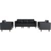 Flash Furniture Hercules Artemis 3 Piece Commercial Seating Set for Reception and Lobby Use, Solid Wood Legs, 8 Outlets, 4 USB, and 4 USB-C Ports, Cognac LeatherSoft(Black)