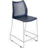 Flash Furniture Hercules Stacking Counter Height Stool with Vented Backrest and Gray Powder Coated Steel Sled Base with Integrated Footrest, Commercial Portable Stool – Navy(Navy Plastic/Gray Frame)