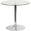 Flash Furniture Hills 31.5” Round Glass Dining Table with 29”H Chrome Base, Decorative Narrow Round Tempered Glass Cocktail Table, Clear/Silver