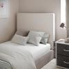 Flash Furniture Hugo Twin Headboard with 2 Outlets, USB Port, USB Type-C Port, Faux Linen Upholstery, Dual Hanging Options, Beige(Beige)