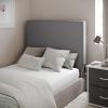 Flash Furniture Hugo Twin Headboard with 2 Outlets, USB Port, USB Type-C Port, Faux Linen Upholstery, Dual Hanging Options, Beige(Gray)